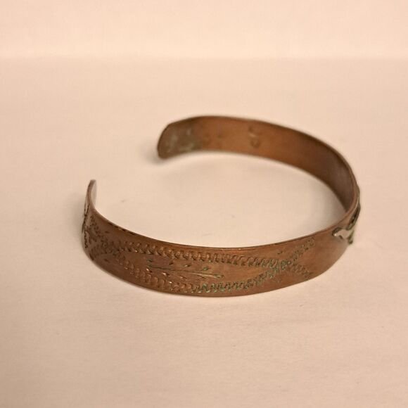 Vintage Navajo Solid Copper with Sterling Silver Cuff Bracelet Marked DP Rodeo - Picture 5 of 8